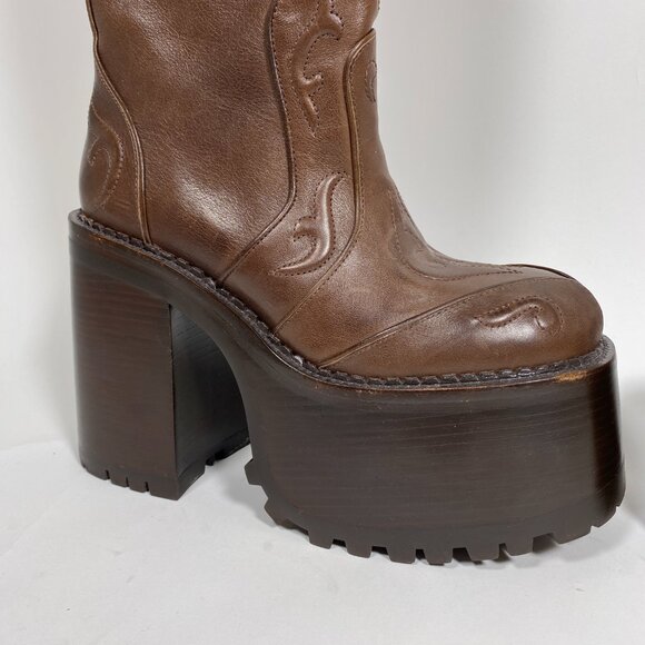 HEAVEN by MARC JACOBS Brown Leather 'Margaret' Platform Boots   *AS IS* - Picture 10 of 15